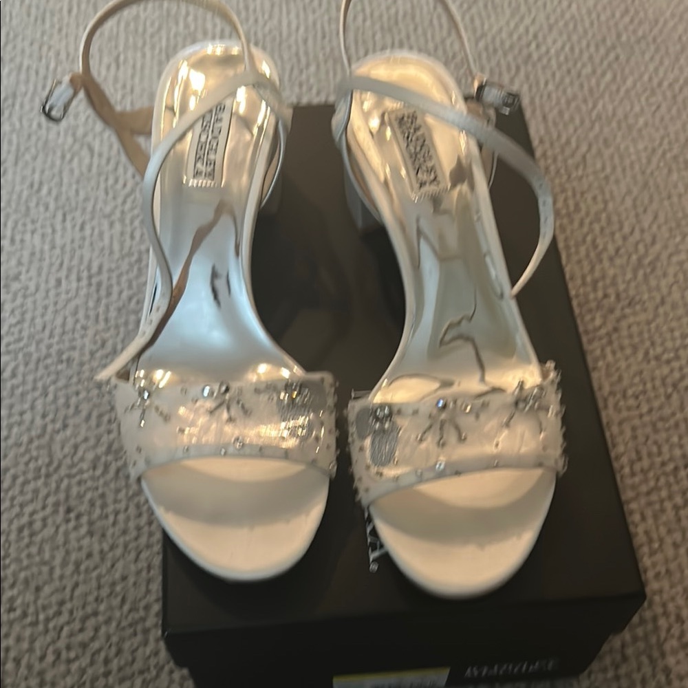 Badgley Mischka Karissa Embellished Strap Block Heel Sandals